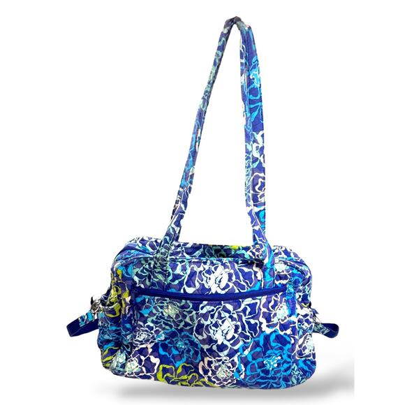 Vera Bradley Blue Floral Quilted Weekender Diaper Bag Tote with Removable Strap - Picture 1 of 11